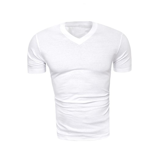 Męska koszulka t-shirt v-neck - biała ze sklepu Risardi w kategorii T-shirty męskie - zdjęcie 78647301