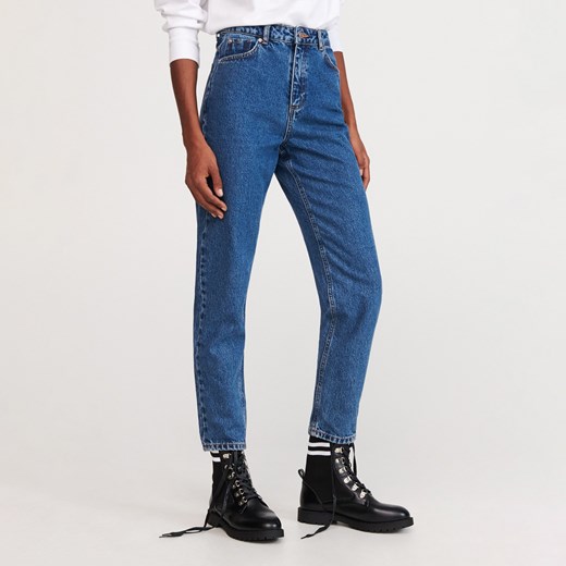 Niebieskie jeansy damskie Reserved bez wzorów 