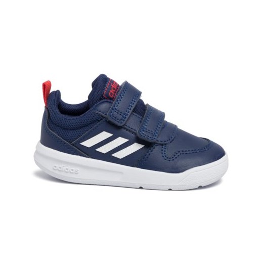 Buty sportowe dziecięce niebieskie Adidas w paski skórzane na rzepy 