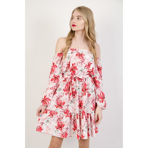 Olika sukienka z odkrytymi ramionami na wiosnę na spacer w kwiaty z długim rękawem casual 