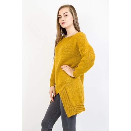 Sweter damski Olika z okrągłym dekoltem żółty 