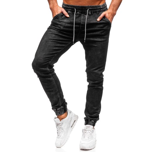Spodnie jeansowe joggery męskie czarne Denley KA1072-2  Denley M okazja  