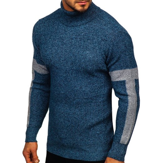 Sweter męski golf niebieski Denley H1927  Denley L promocyjna cena  