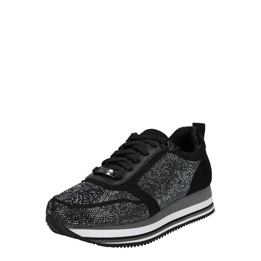Sneakersy damskie czarne sportowe sznurowane z gumy bez wzorów1 na platformie 