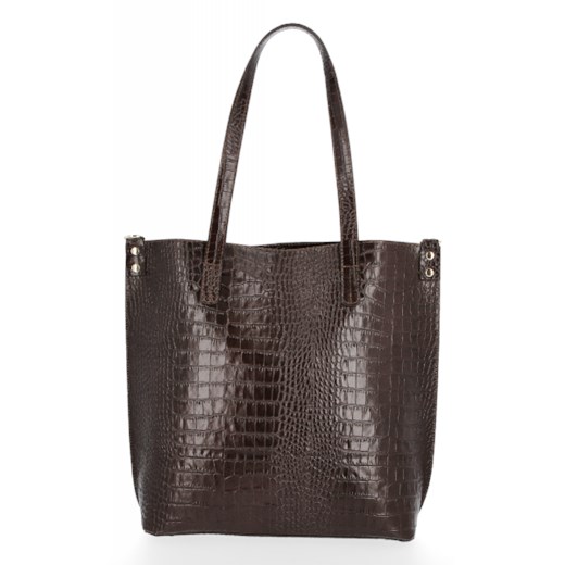 Shopper bag Vittoria Gotti skórzana bez dodatków z tłoczeniem elegancka 