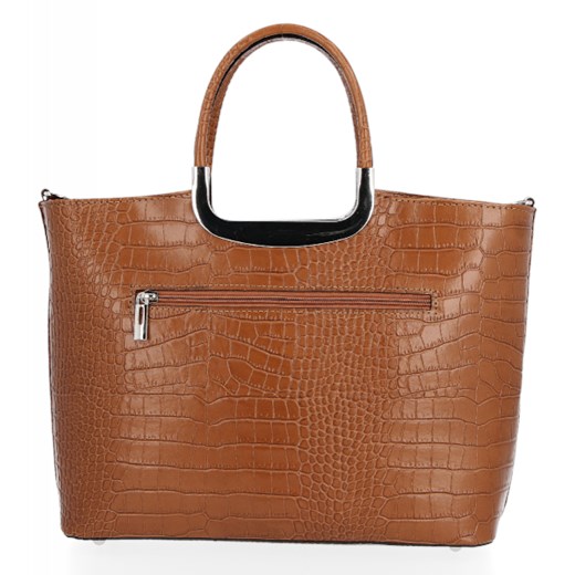Shopper bag Vittoria Gotti skórzana bez dodatków elegancka z tłoczeniem 