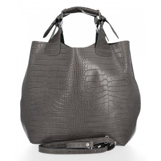Shopper bag brązowa Vittoria Gotti bez dodatków z tłoczeniem mieszcząca a7 elegancka 