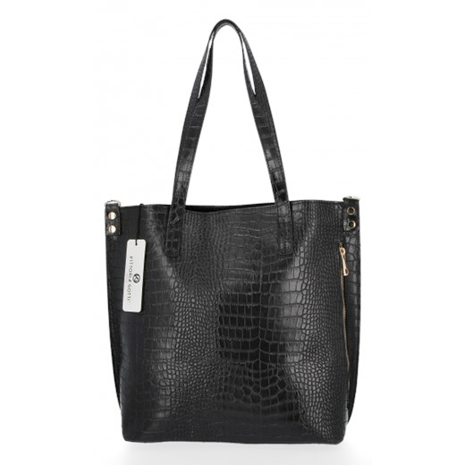 Shopper bag czarna Vittoria Gotti w stylu glamour 