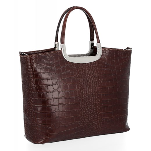 Shopper bag Vittoria Gotti duża bez dodatków ze skóry z tłoczeniem elegancka 