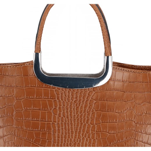 Shopper bag Vittoria Gotti elegancka brązowa z tłoczeniem skórzana 