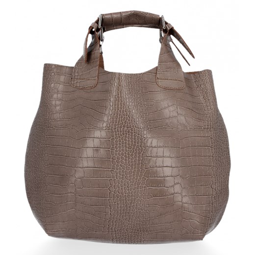 Shopper bag brązowa Vittoria Gotti z tłoczeniem bez dodatków skórzana duża wakacyjna 