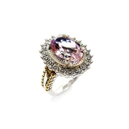 PRIMADONNA Srebrny pierścionek z wielkim różowym ametystem 6,6 ct