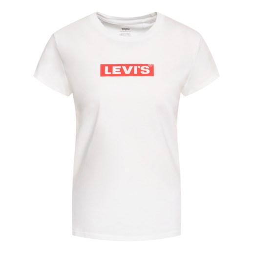 Levi's bluzka damska młodzieżowa biała na wiosnę z napisami 