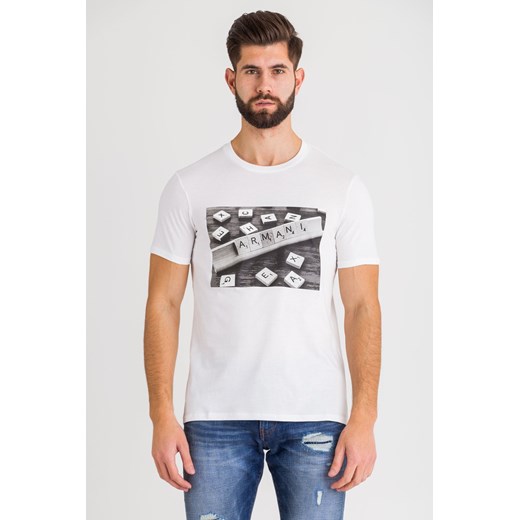 Biały t-shirt męski Armani Exchange z krótkim rękawem 