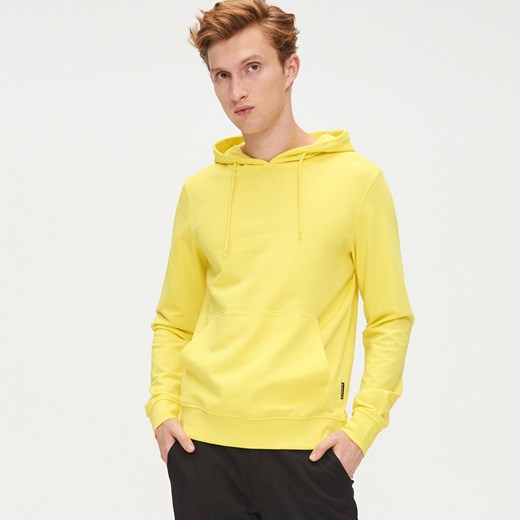 Cropp - Bluza basic z kapturem - Żółty  Cropp S 