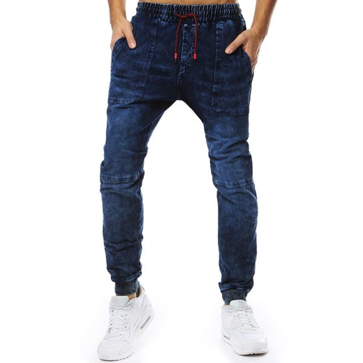 Spodnie męskie denim look joggery granatowe (ux2210)  Dstreet XL okazyjna cena  