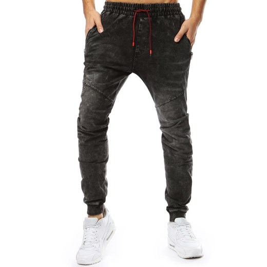 Spodnie męskie denim look joggery czarne (ux2209)  Dstreet XXL promocja  