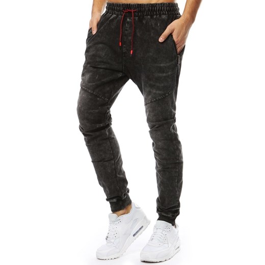 Spodnie męskie denim look joggery czarne (ux2209)  Dstreet L  promocyjna cena 