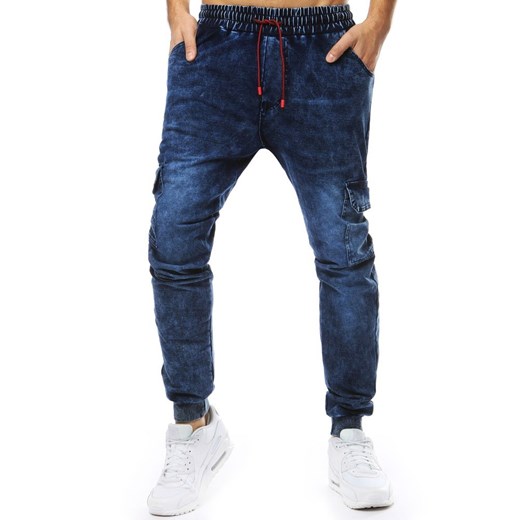 Spodnie męskie denim look joggery granatowe (ux2212) Dstreet  M  promocja 