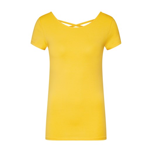 Bluzka damska żółta Only bawełniana z okrągłym dekoltem 