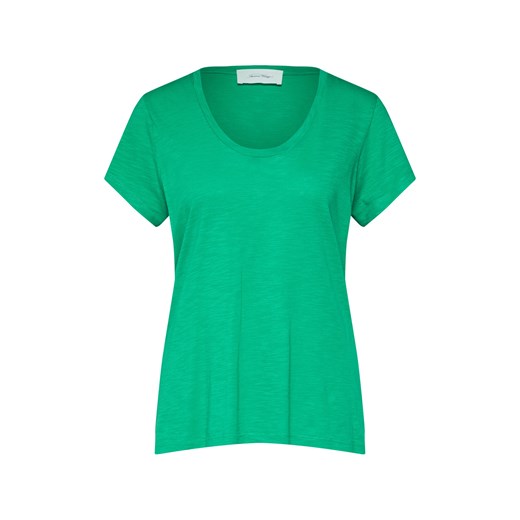Bluzka damska zielona American Vintage z krótkimi rękawami z okrągłym dekoltem bez wzorów 