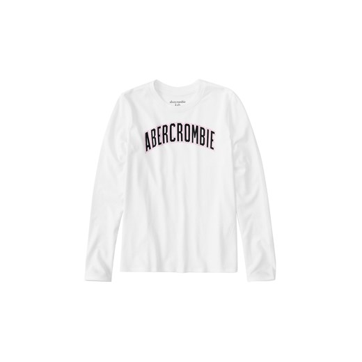 Bluzka dziewczęca Abercrombie & Fitch biała z jerseyu z długim rękawem 