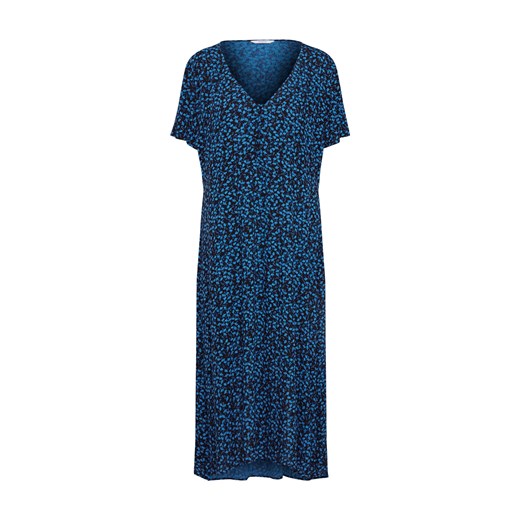 Envii sukienka dzienna prosta niebieska z wiskozy z dekoltem w literę v 