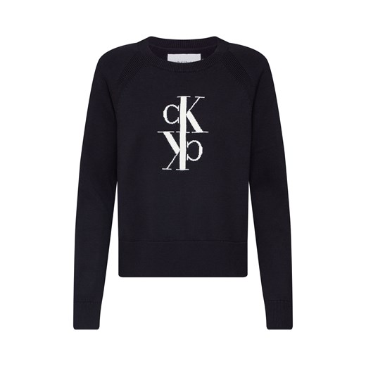 Sweter damski Calvin Klein z okrągłym dekoltem z tkaniny 