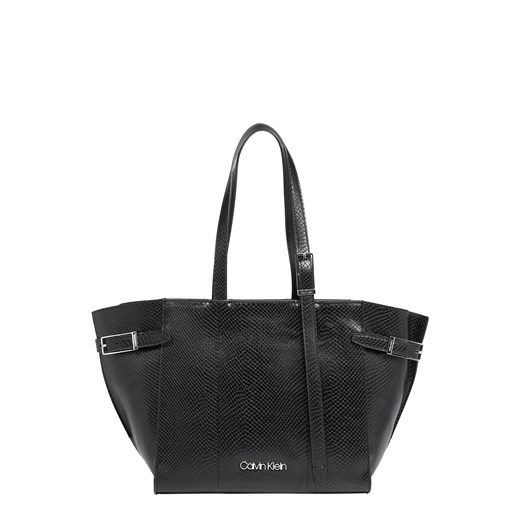 Shopper bag Calvin Klein czarna mieszcząca a8 ze skóry 