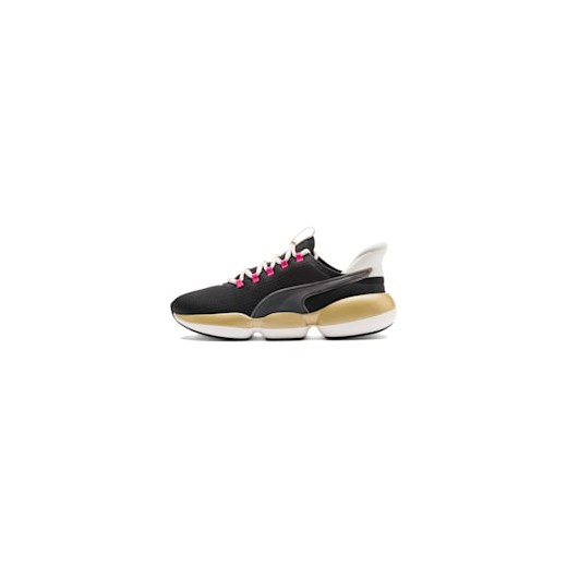 Buty sportowe damskie Puma w stylu casual w młodzieżowym czarne sznurowane bez wzorów płaskie