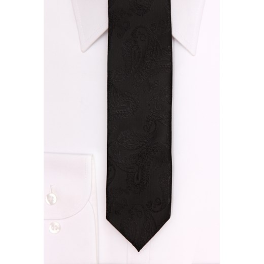 Krawat Platinum Czarny 103 recman  bez wzorów/nadruków