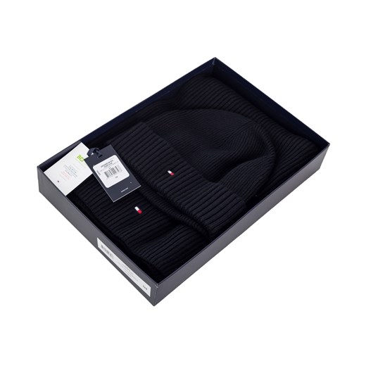 TOMMY HILFIGER GIFTBOX CZAPKA + SZALIK PREZENT JESIEŃ/ZIMA BLACK PIMA COTTON SCARF & BEANIE GP AM0AM05186 BDS Tommy Hilfiger   messimo