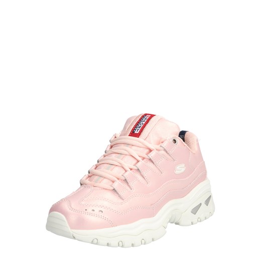 Sneakersy damskie Skechers bez wzorów różowe sznurowane 