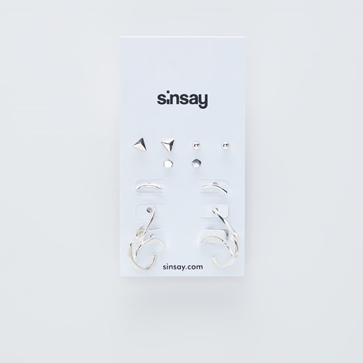 Sinsay - Zestaw kolczyków - Jasny szary Sinsay  One Size 
