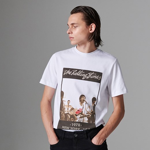 Reserved - T-shirt The Rolling Stones - Biały  Reserved L 