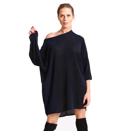 Połyskująca tunika sukienka mini oversize Agrafka  UNISIZE agrafka.com.pl promocyjna cena 