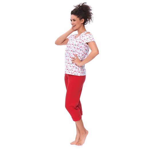 Bawełniana piżama damska Doctor Nap PM.9617 czerwona
