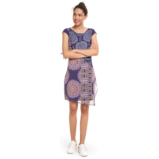 Sukienka Desigual z krótkimi rękawami oversize luźna w abstrakcyjne wzory 
