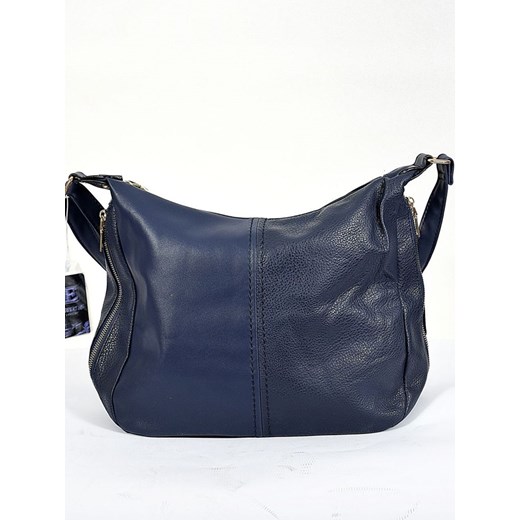 Shopper bag niebieska bez dodatków na ramię 