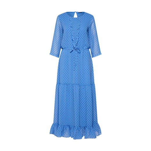 Sukienka Vila w abstrakcyjnym wzorze niebieska z długim rękawem 