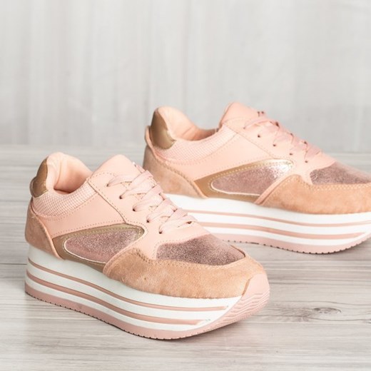 Różowe buty sportowe na platformie Kim - Obuwie  Royalfashion.pl 40 