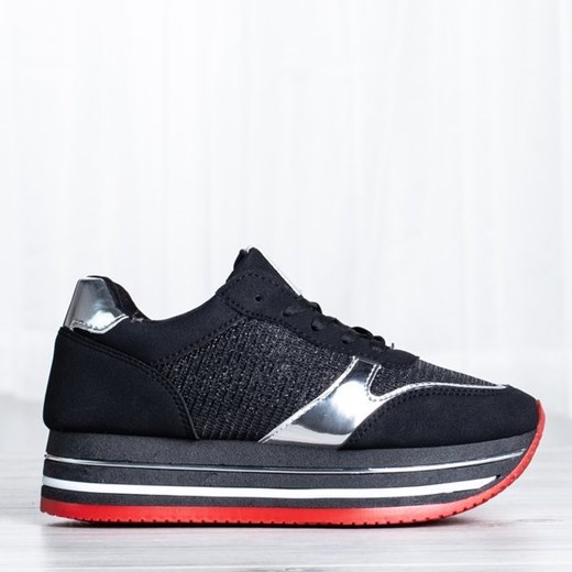 Czarne buty sportowe na platformie Lexia - Obuwie Royalfashion.pl  38 