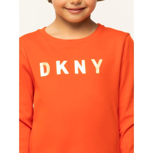 Sukienka dziewczęca DKNY pomarańczowy z napisami 