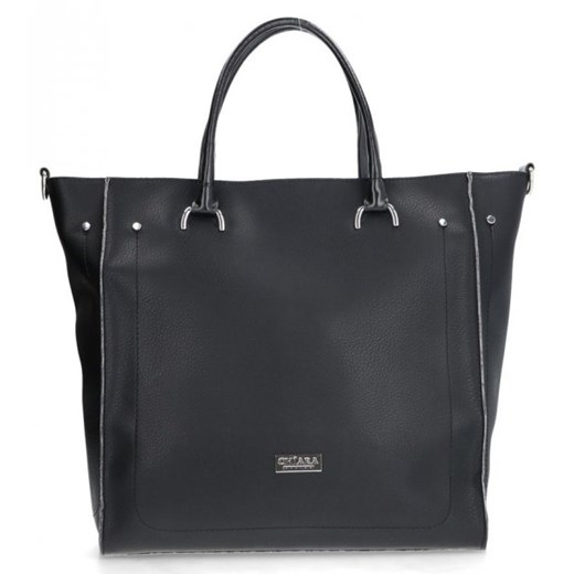 Shopper bag Chiara Design lakierowana elegancka czarna bez dodatków 