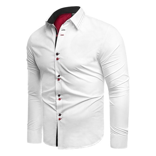 Koszula męska długi rękaw rl27 - biała ze sklepu Risardi w kategorii Koszule męskie - zdjęcie 79317761
