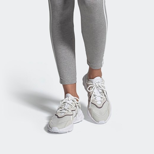 Szare buty sportowe damskie Adidas Originals w stylu młodzieżowym na płaskiej podeszwie z zamszu sznurowane na wiosnę bez wzorów 
