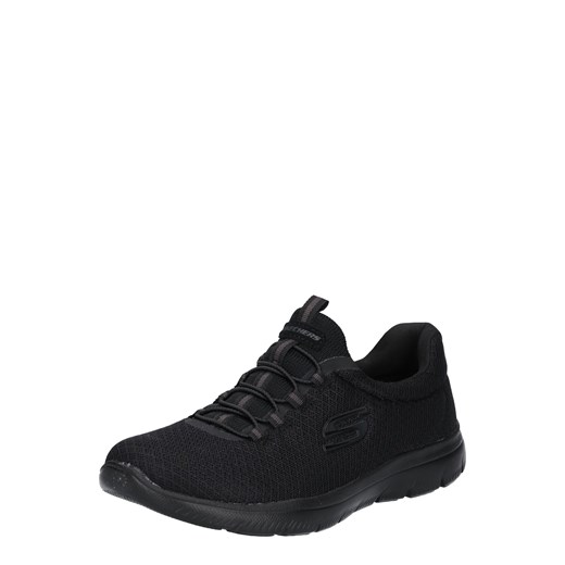 Buty sportowe damskie Skechers sneakersy w stylu młodzieżowym czarne w geometryczny wzór sznurowane płaskie 