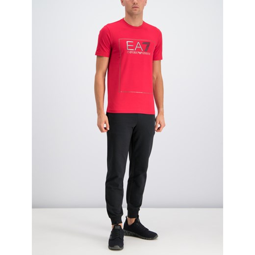 T-shirt męski Emporio Armani czerwony z napisami z krótkim rękawem 