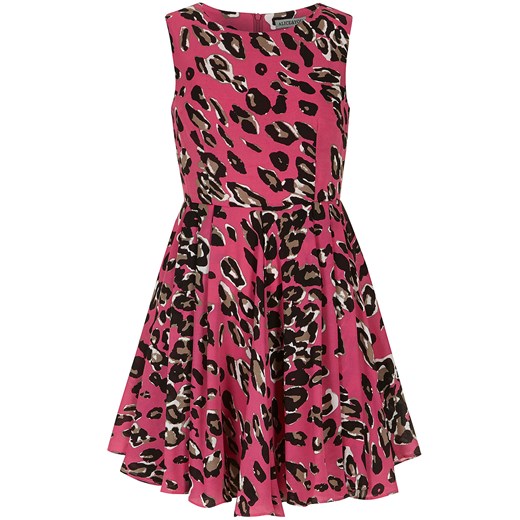 Pink leopard fit + flare dress dorothy-perkins fioletowy motywy zwierzęce