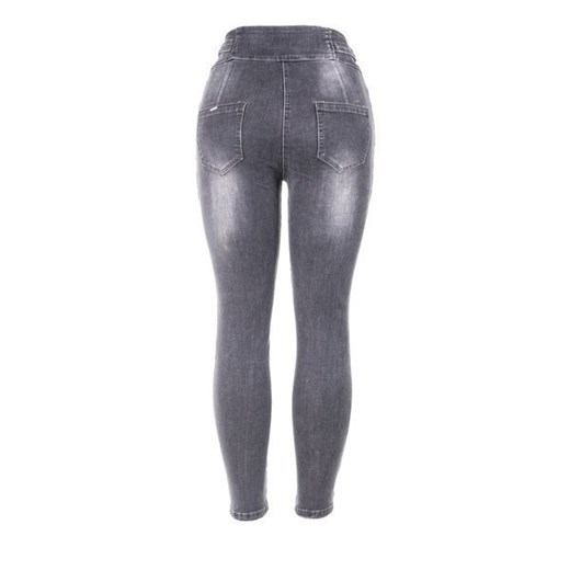 Szare jeansy z wysokim stanem - Spodnie  Royalfashion.pl XL - 42 